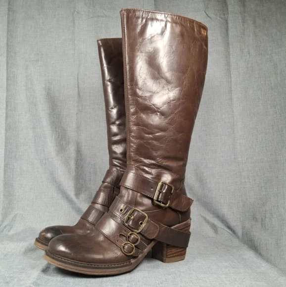 Matisse Renegade Brown Leather Riding Boots Women's 7M Buckles Distressed - Picture 3 of 11